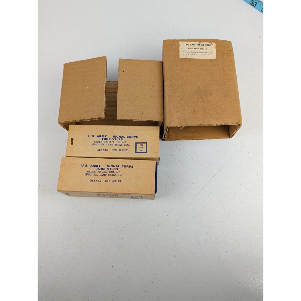 NOS TUNG SOL VT-33 (33) TUBE - No 3872- U.S. ARMY SIGNAL CORPS Set Of 2 Sealed